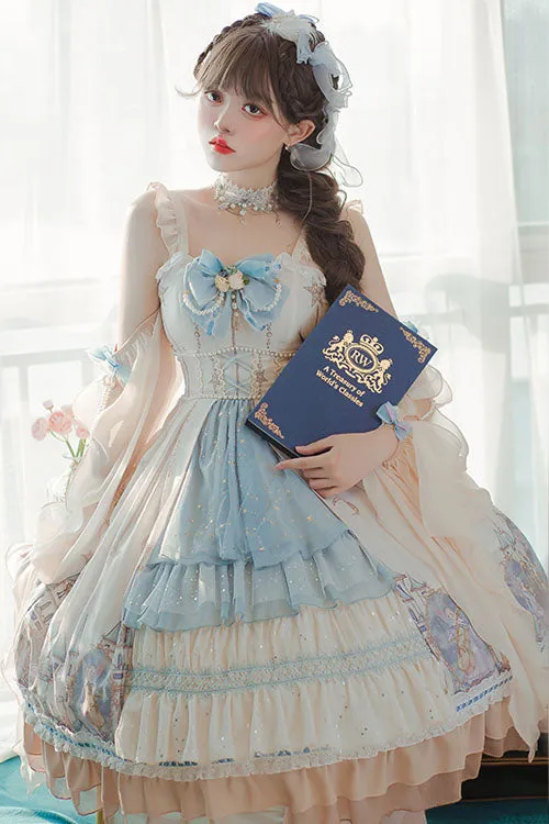 Multi-Color Cardigan Bowknot Elves Multi-Layer Ruffled Sweet Lolita JSK Dress