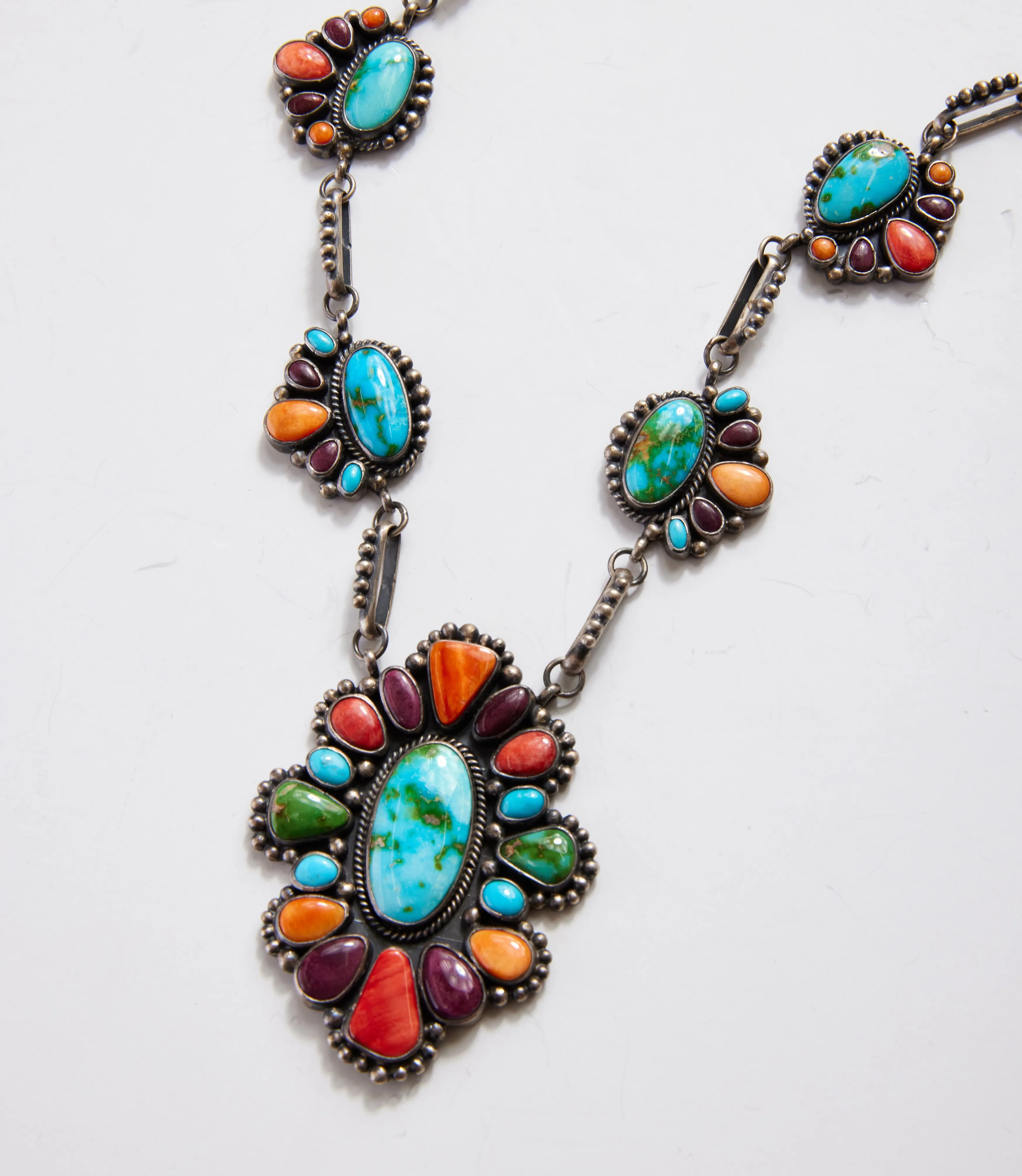 Multi Color Turquoise Necklace And Earring Set