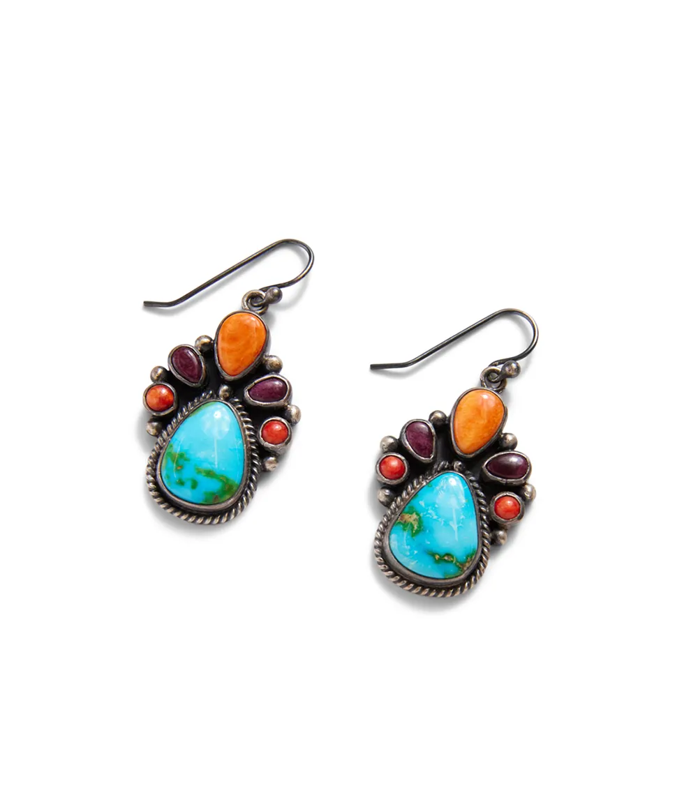 Multi Color Turquoise Necklace And Earring Set