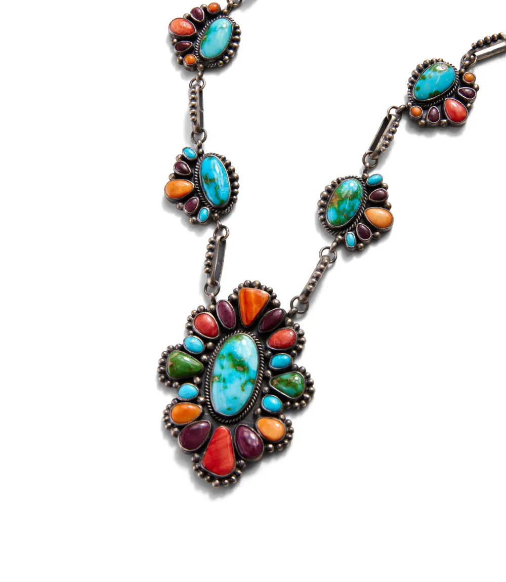 Multi Color Turquoise Necklace And Earring Set
