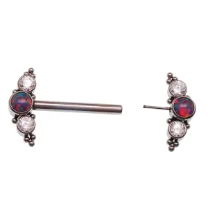Multi Lavender Opal & Clear CZ Push Fit Nipple Bar 14g