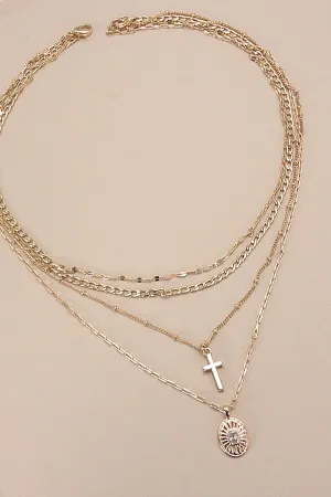 Multi Layer Cross Necklace