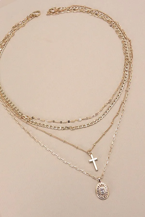 Multi Layer Cross Necklace
