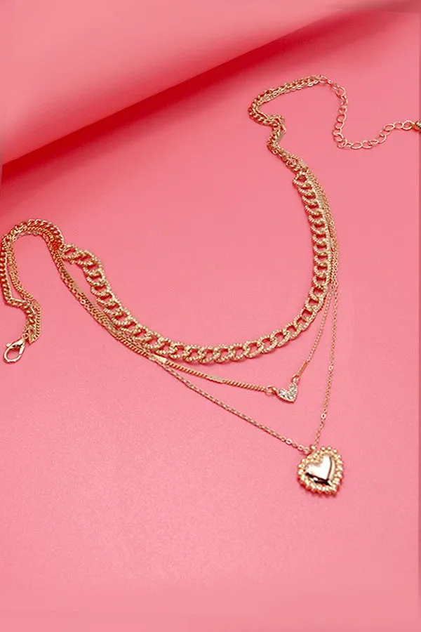 Multi-layer Heart Rhinestone Necklace
