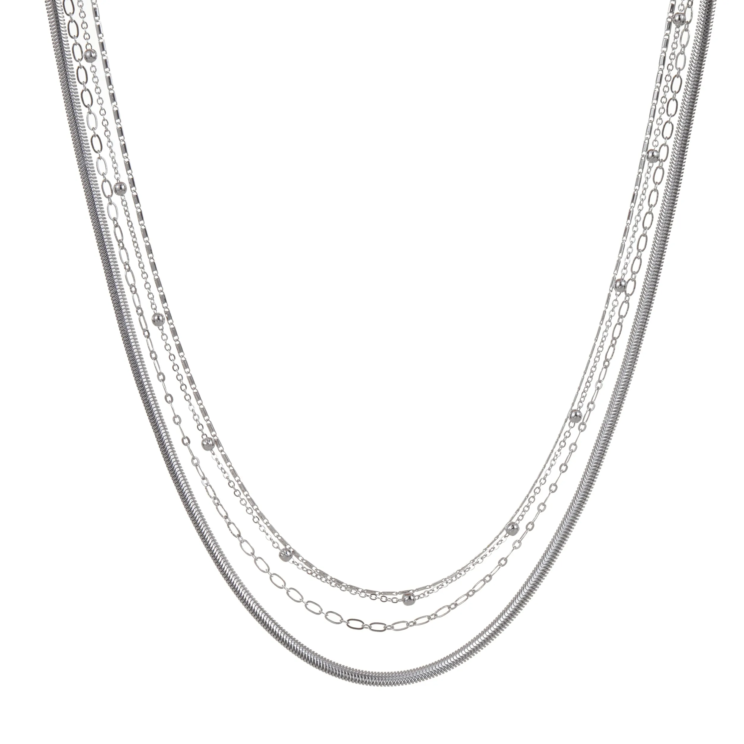 Multi layer necklace silver