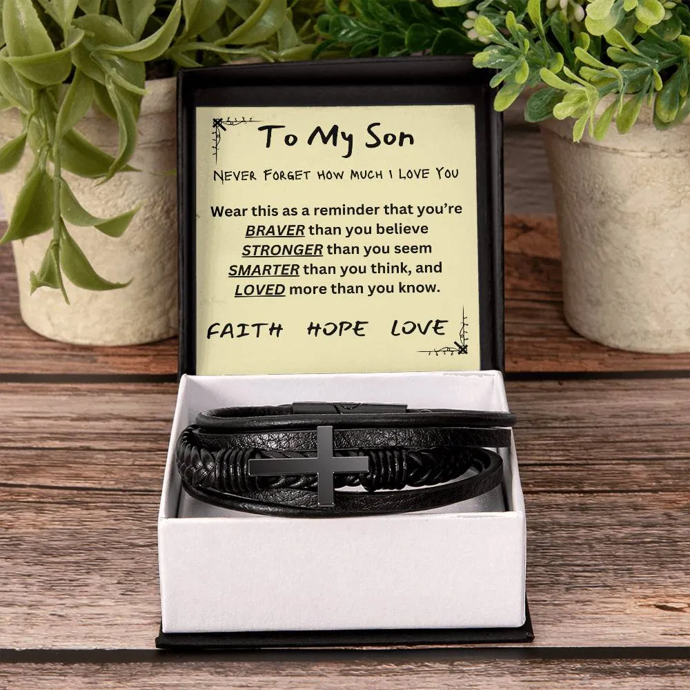 Multi Layer Retro Son PU Leather Bracelet Faith Hope Love