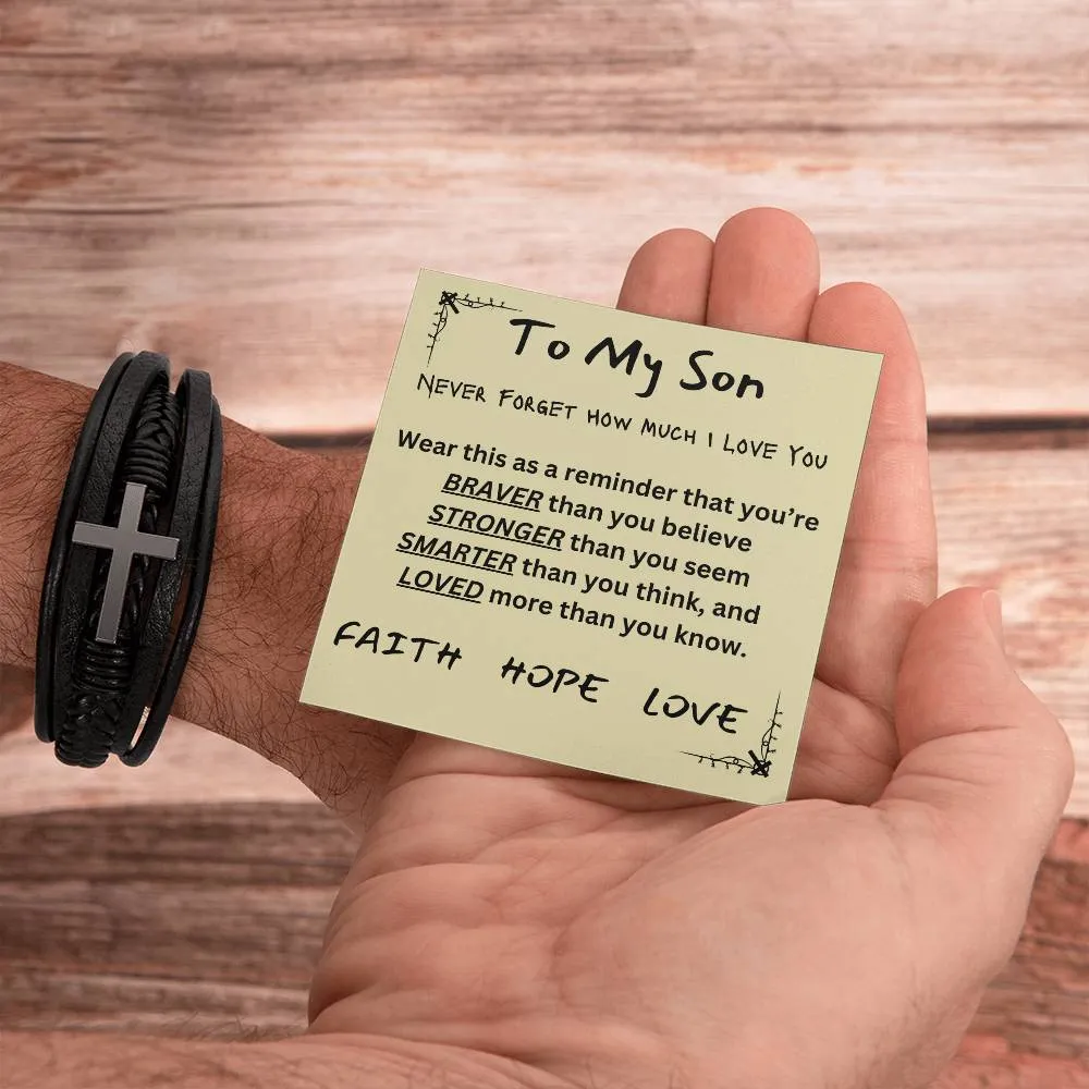 Multi Layer Retro Son PU Leather Bracelet Faith Hope Love