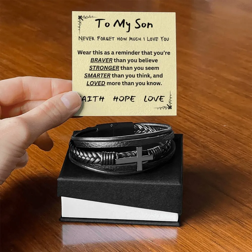 Multi Layer Retro Son PU Leather Bracelet Faith Hope Love