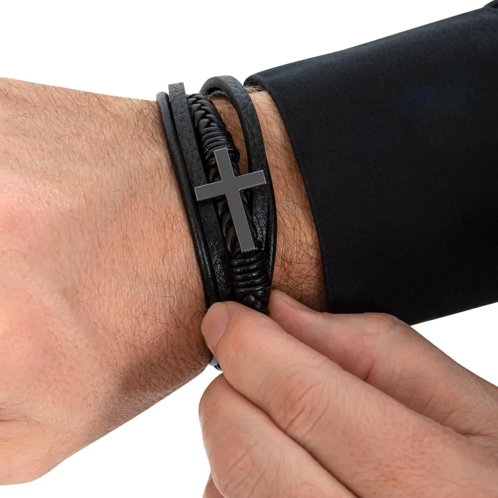 Multi Layer Retro Son PU Leather Bracelet Faith Hope Love