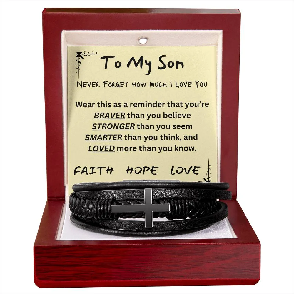 Multi Layer Retro Son PU Leather Bracelet Faith Hope Love