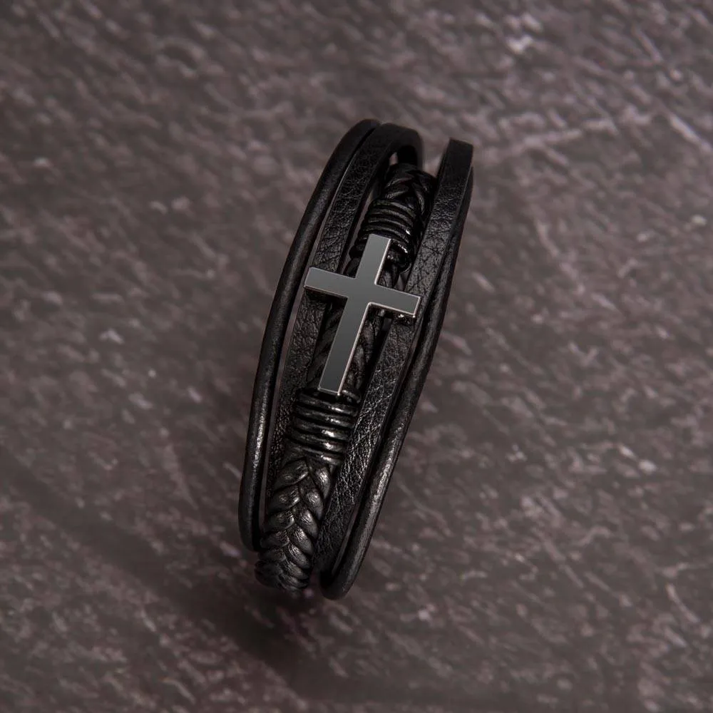 Multi Layer Retro Son PU Leather Bracelet Faith Hope Love