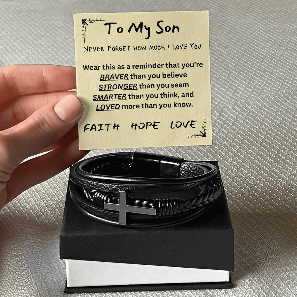 Multi Layer Retro Son PU Leather Bracelet Faith Hope Love