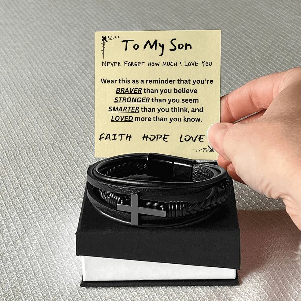 Multi Layer Retro Son PU Leather Bracelet Faith Hope Love