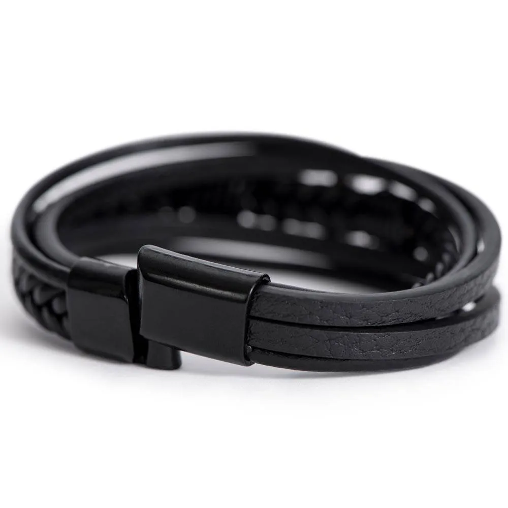 Multi Layer Retro Son PU Leather Bracelet Faith Hope Love