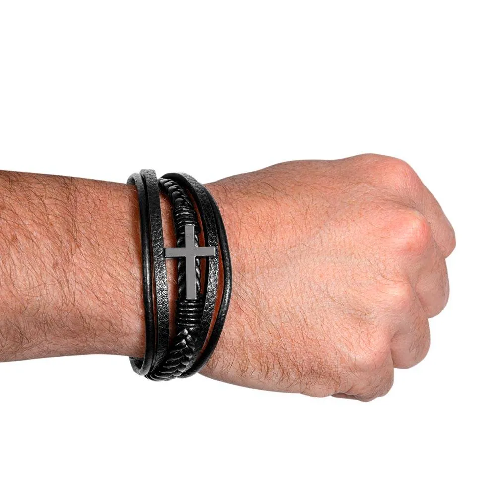 Multi Layer Retro Son PU Leather Bracelet Faith Hope Love