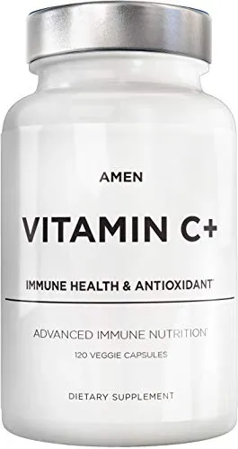 Natural Daily Vitamin C 1285mg Supplement, Citrus Bioflavonoids Fruits, Elderberry, Quercetin, Rosehips Extract, Zinc, Grapefuit, Lemon, Orange Powder – Vegan, Non-GMO – 2 Months Supply - 120 Capsules