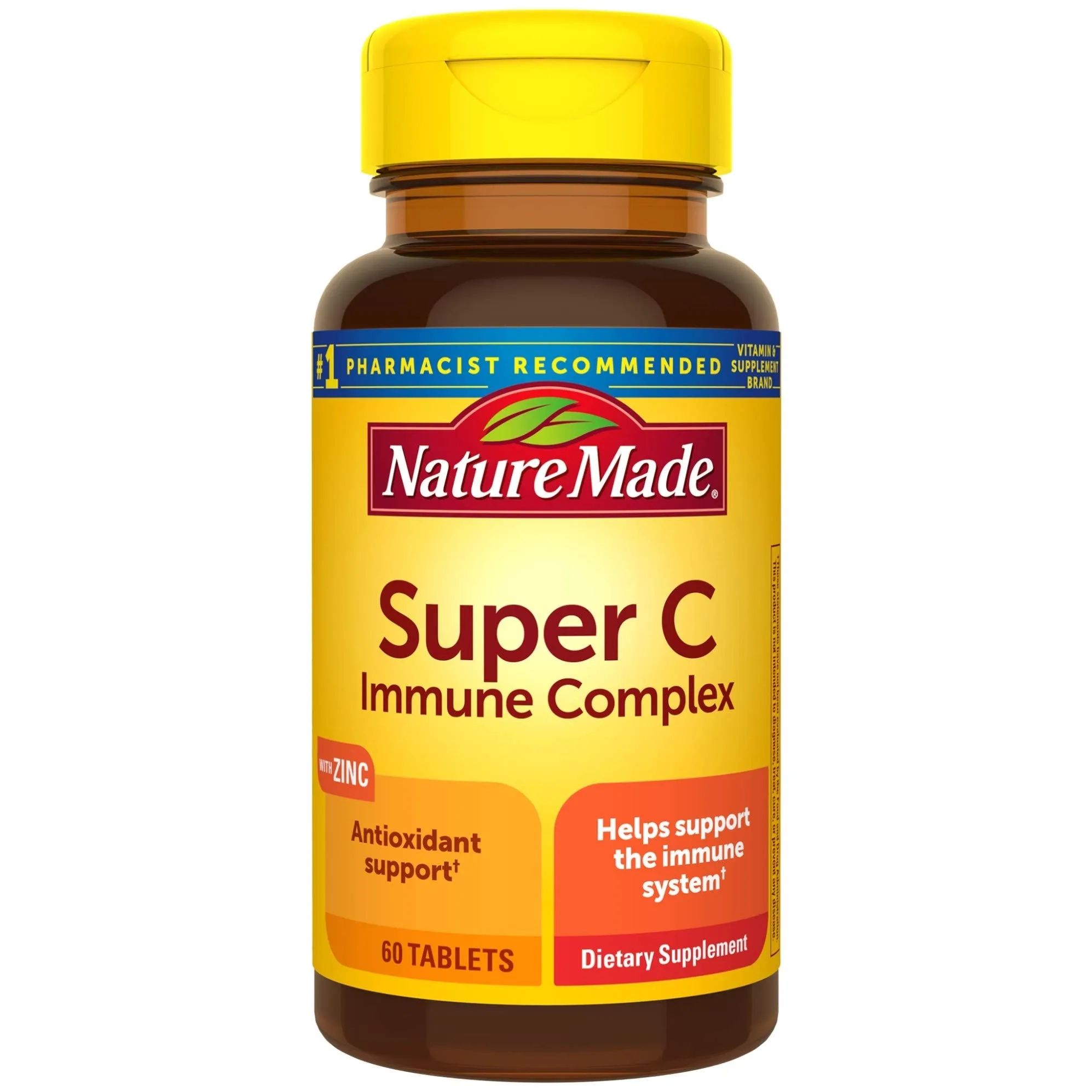Nature Made Super C Comprimidos complejos inmunes con vitamina C, D y zinc, 60 tabletas (el embalaje puede variar)
