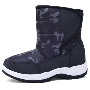 Navy Fur Lined Waterproof Snow Boots