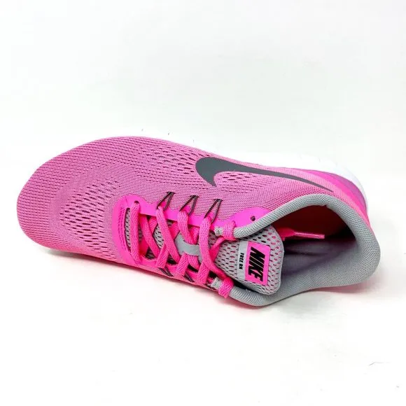 Nike Free RN (GS) Pink Burst Silver White Black Girls Kids Sneakers 833993 600