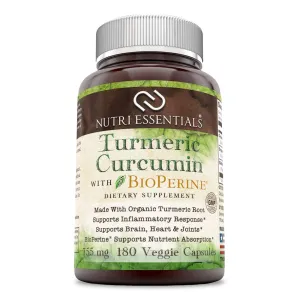 nutri-essentials orgánicos cúrcuma Curcumina con Bioperine 755 MG 180 °Cápsulas vegetales