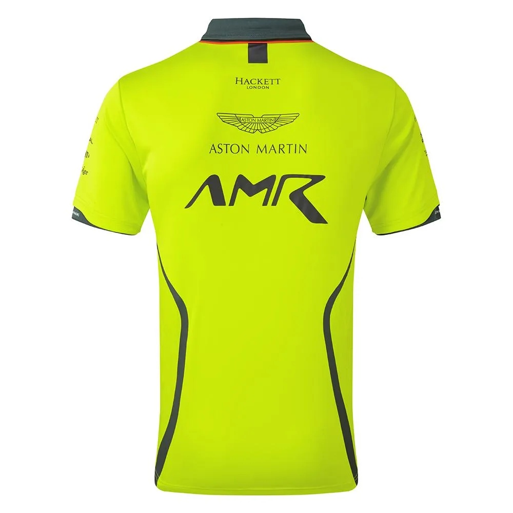 Official AMR Aston Martin Racing Le Mans Team Issue Race Day Team Polo Shirt Lime Green