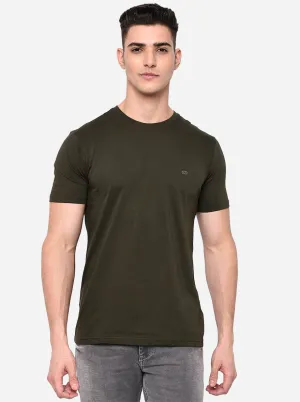 Olive Solid Slim Fit T-Shirt | JadeBlue