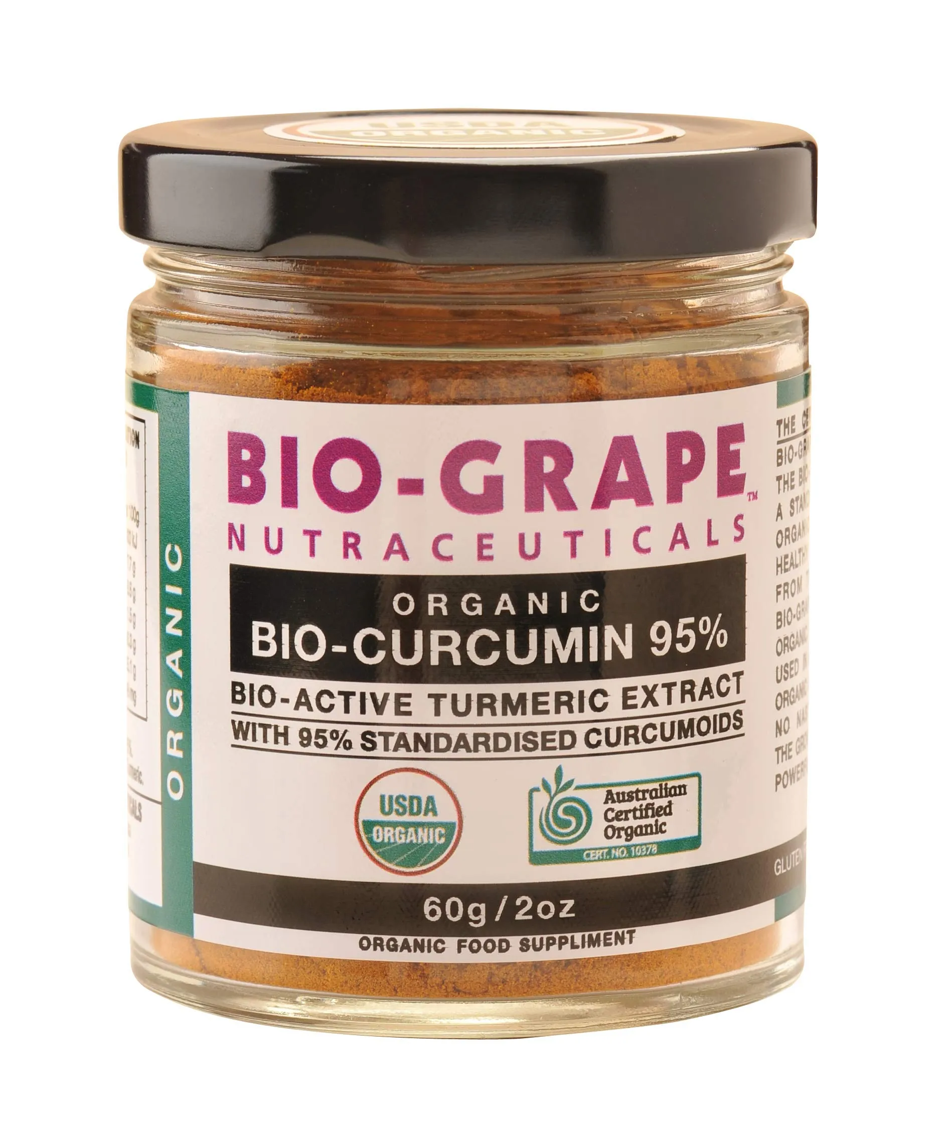 Organic BIO Curcumina 95% Bio Activo Extracto de Cúrcuma Antioxidante Rico 2.12 oz