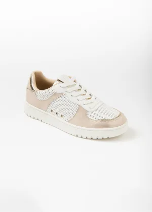 Perforated sneakers with iridescent material detail