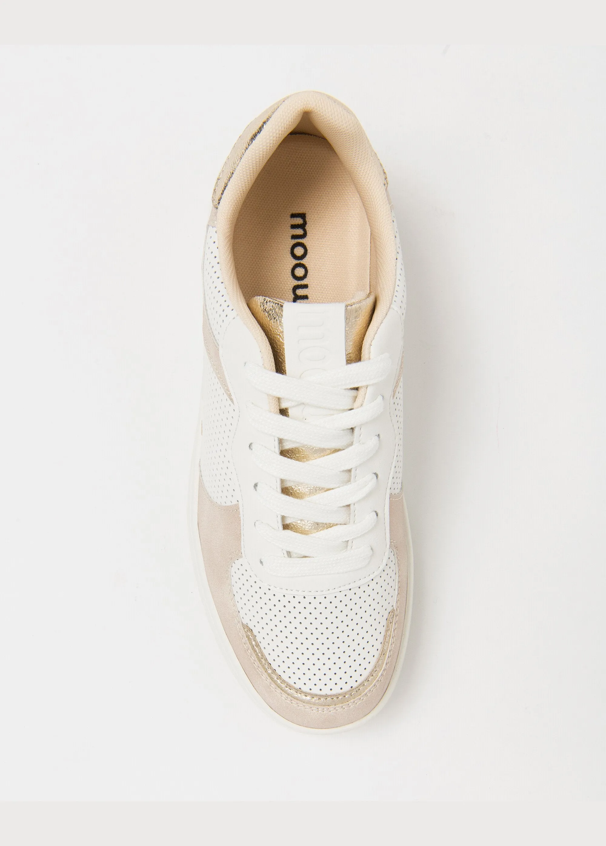 Perforated sneakers with iridescent material detail
