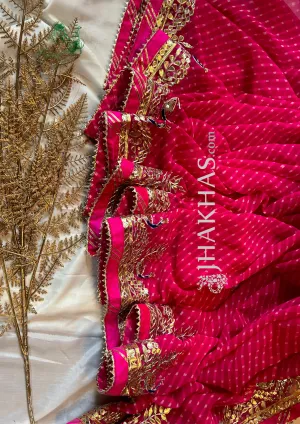 Pink Leheriya Saree In Gota Patti
