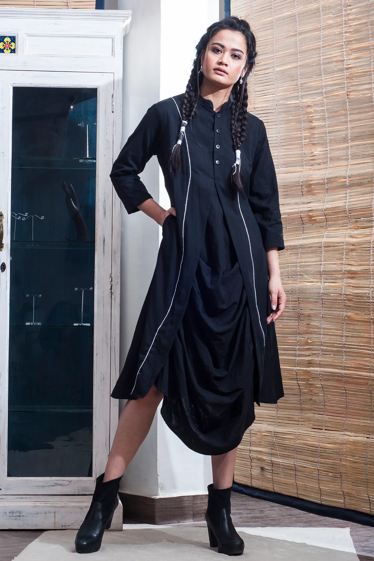 Pirna - Black Cowl Dress