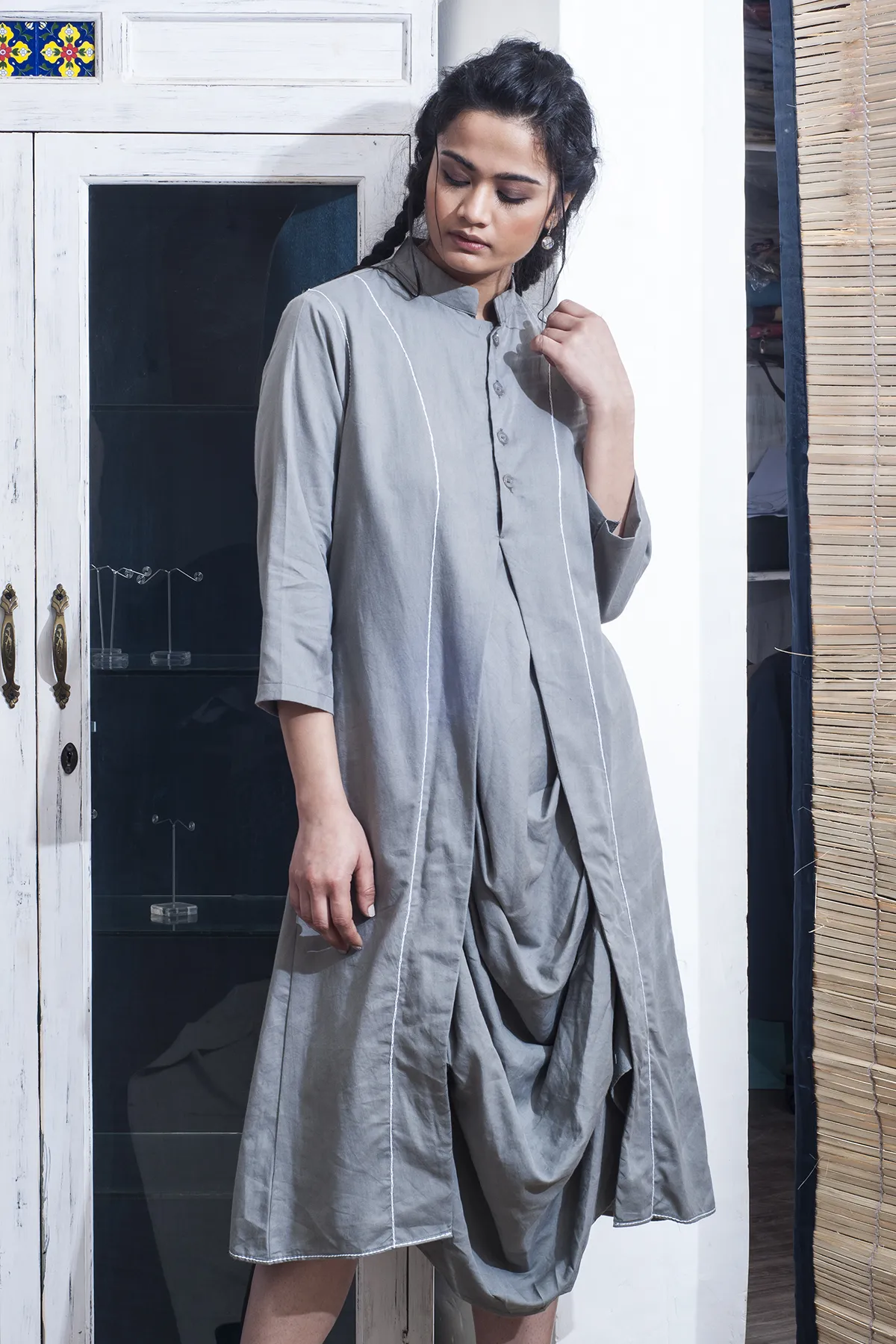 Pirna - Grey Cowl Dress