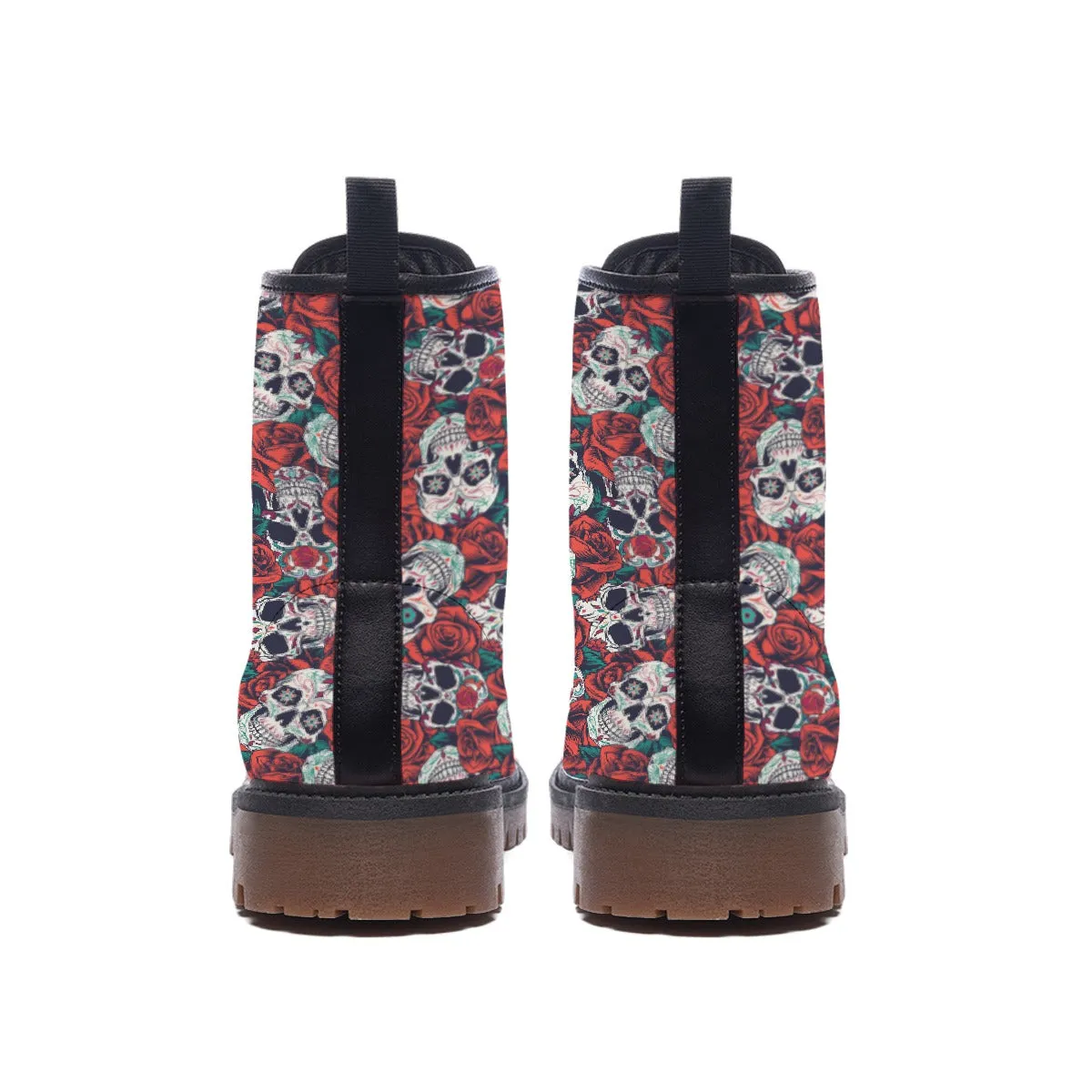 "Dia de Muertos in Roses" Women's Martin Short Boots