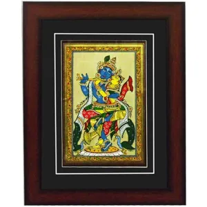 RadhaKrishna Canvas Tasar Painting With Photo Frame