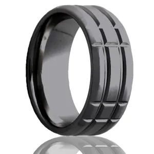 Rectangle Cut Pattern Black Zirconium Ring
