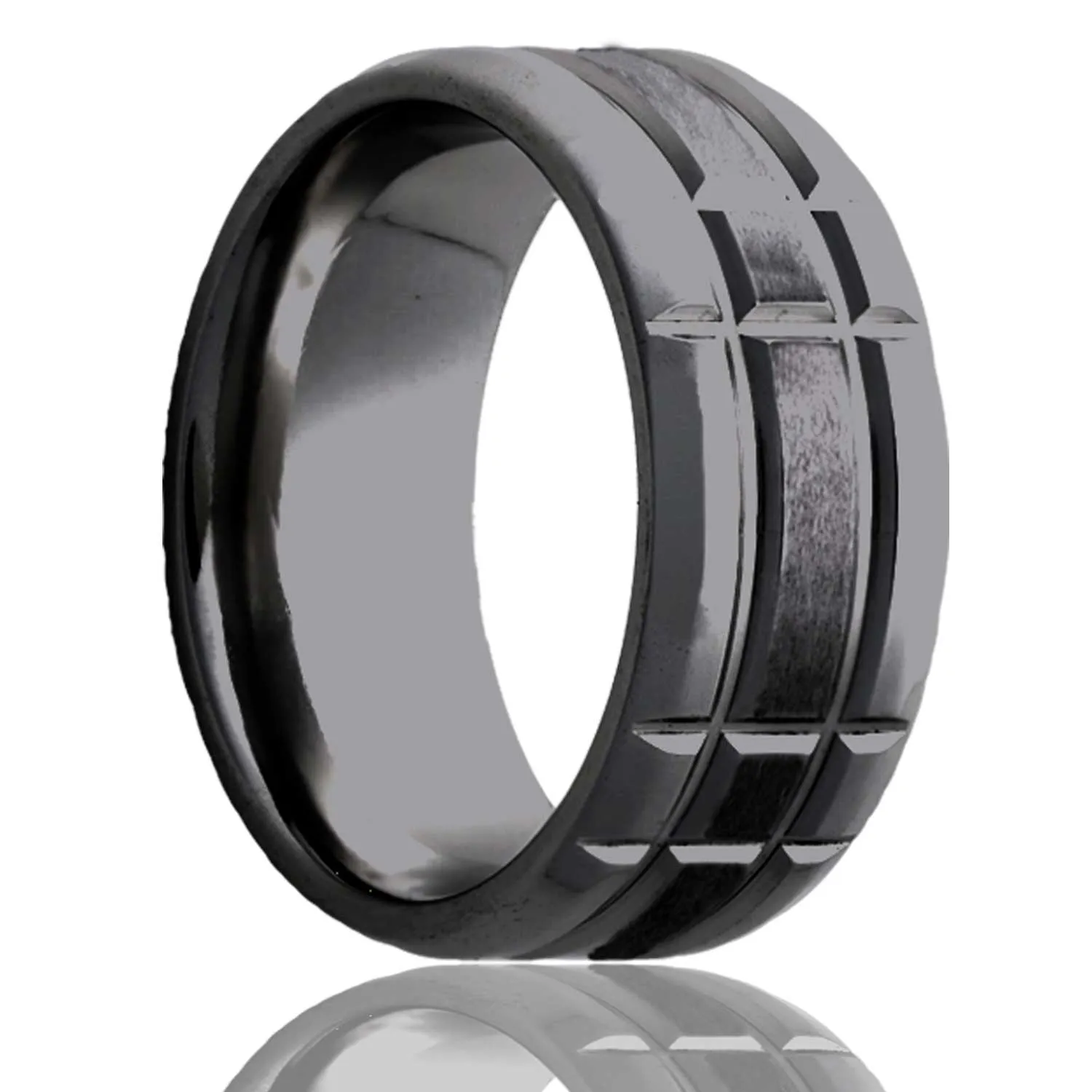 Rectangle Cut Satin Black Zirconium Ring