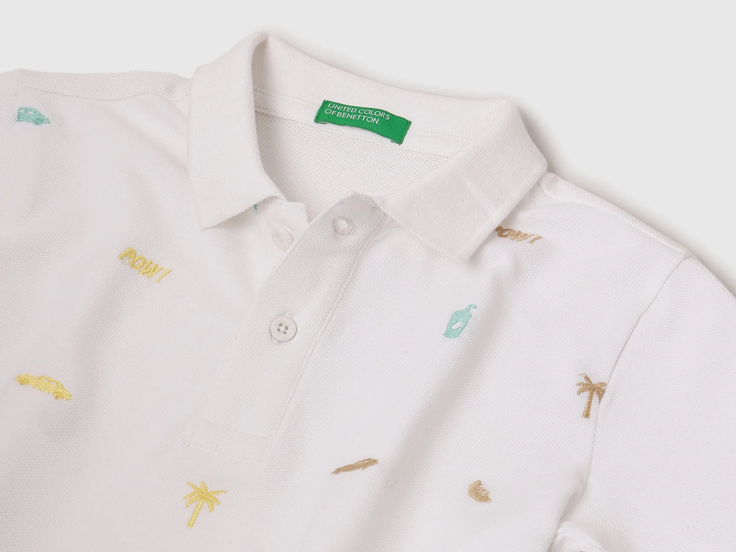 Regular Fit Polo Neck Embroidered T-Shirt