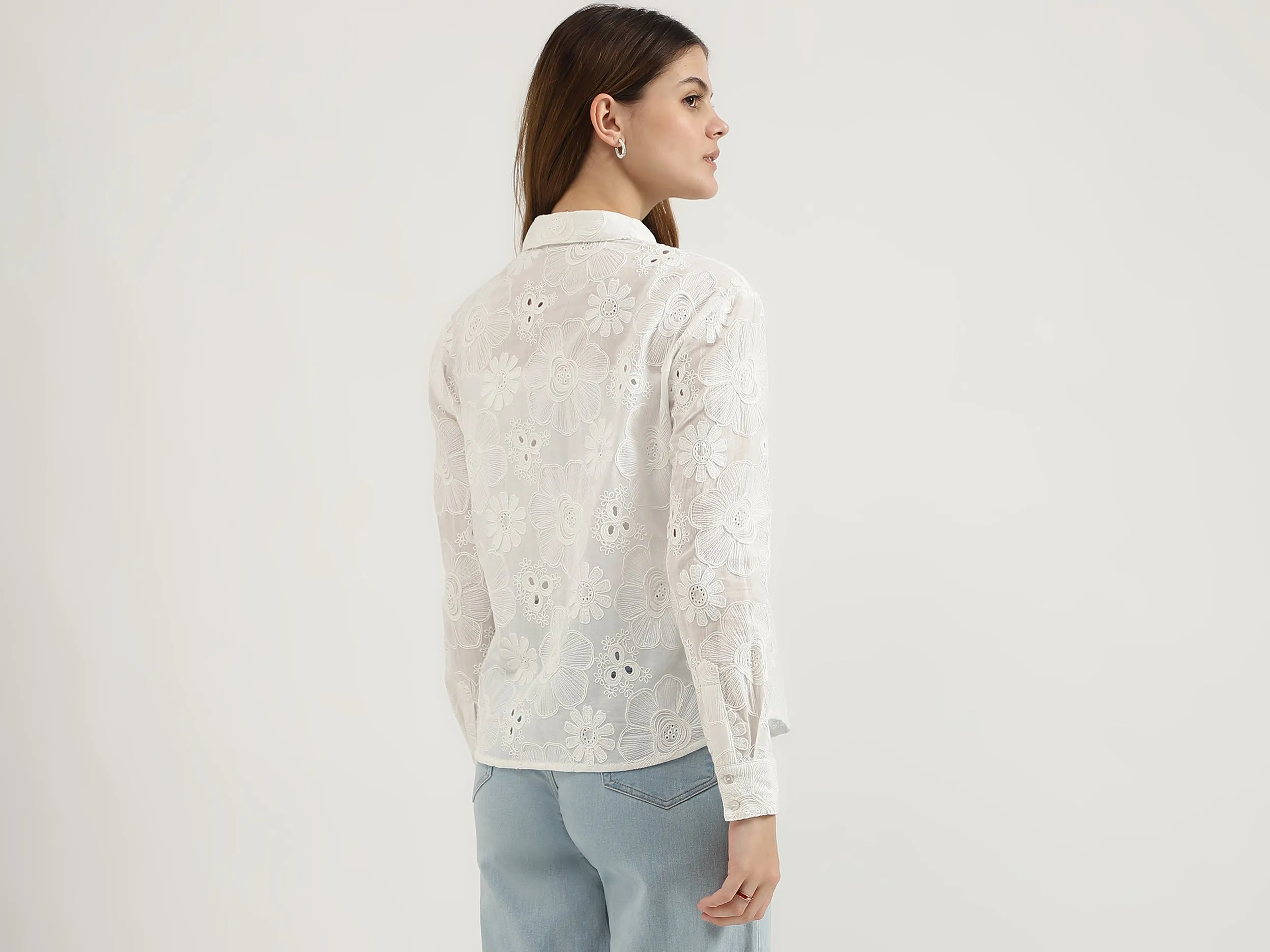 Regular Fit Spread Collar Embroidered Shirts