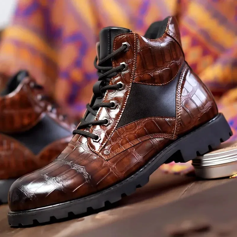 Robert - Croc Leather Boots