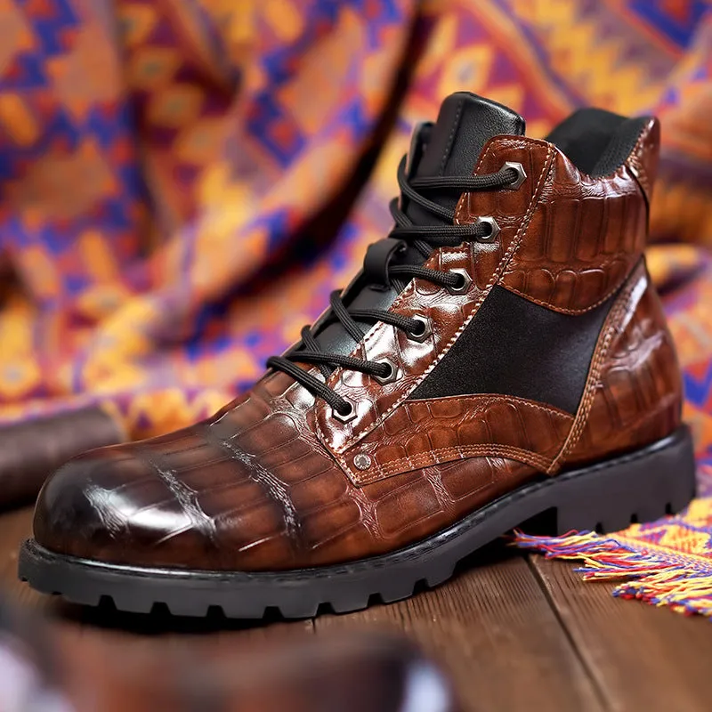 Robert - Croc Leather Boots