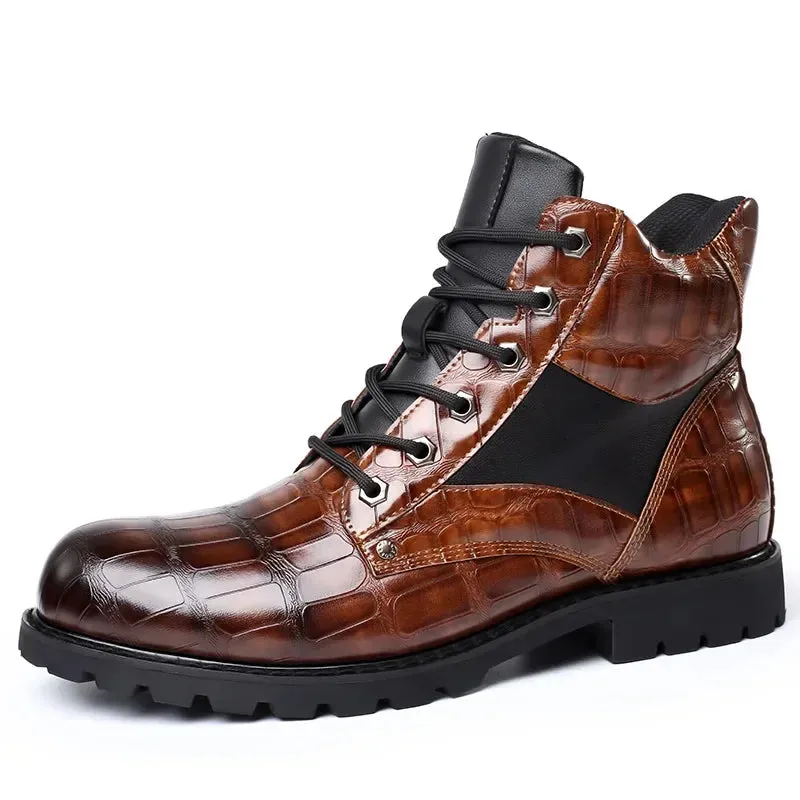 Robert - Croc Leather Boots