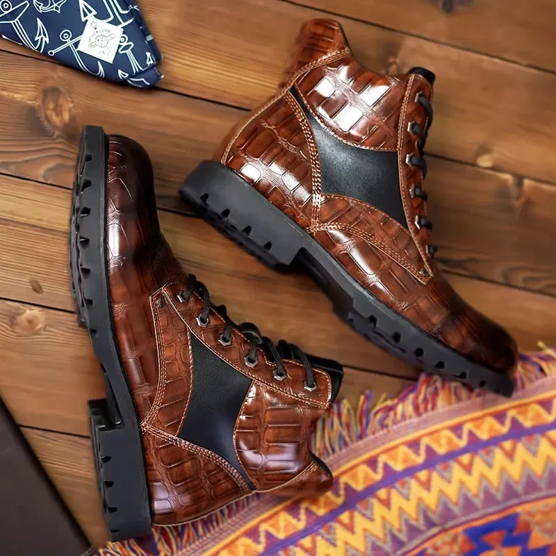 Robert - Croc Leather Boots