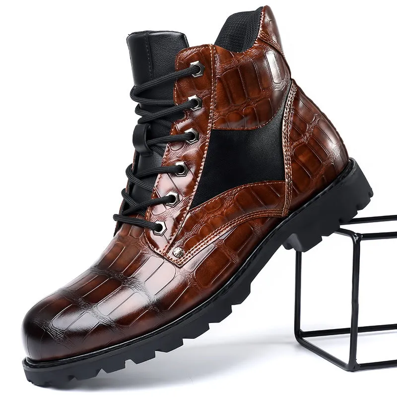 Robert - Croc Leather Boots