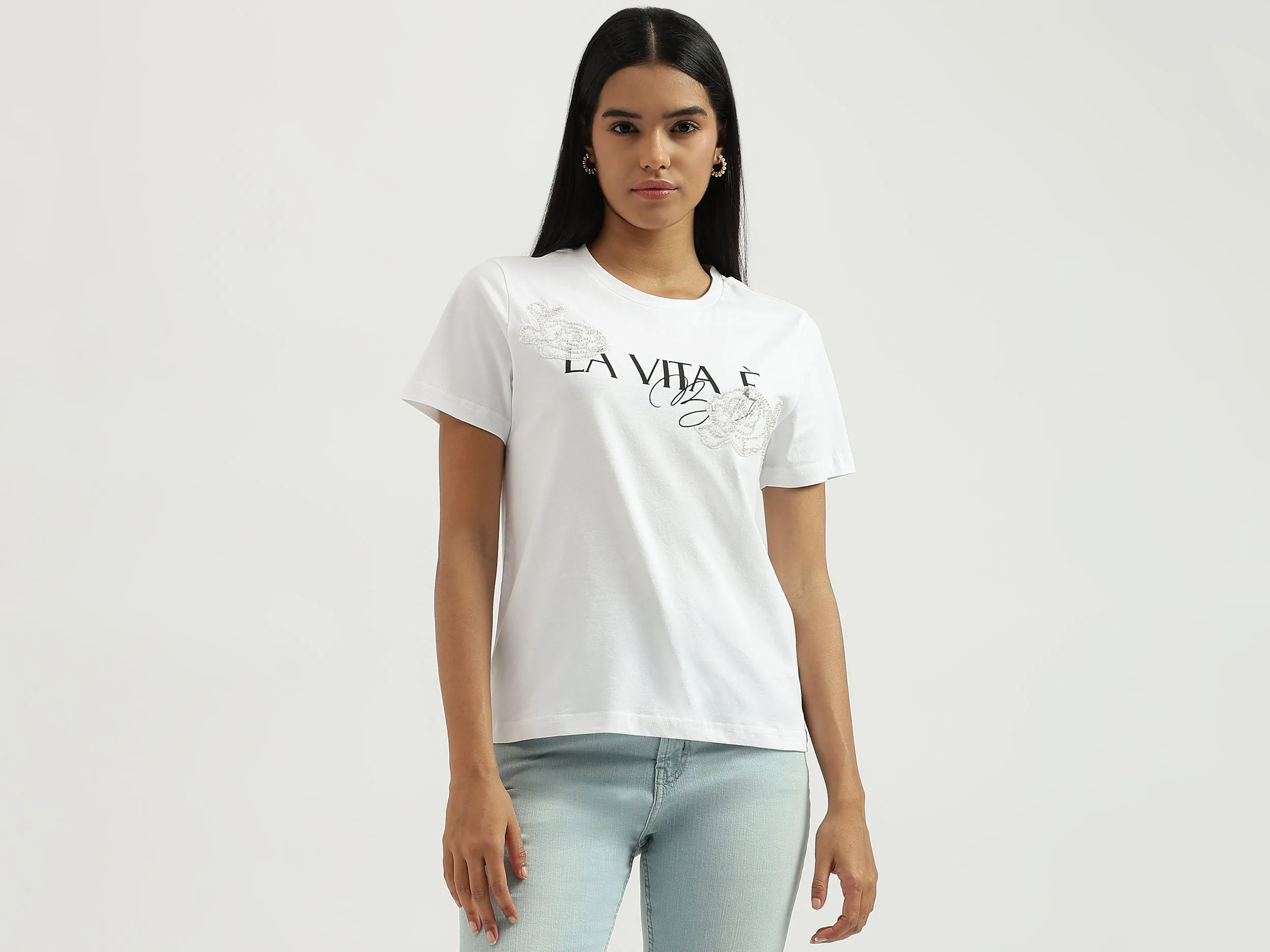 Round Neck Embroidered Tshirt