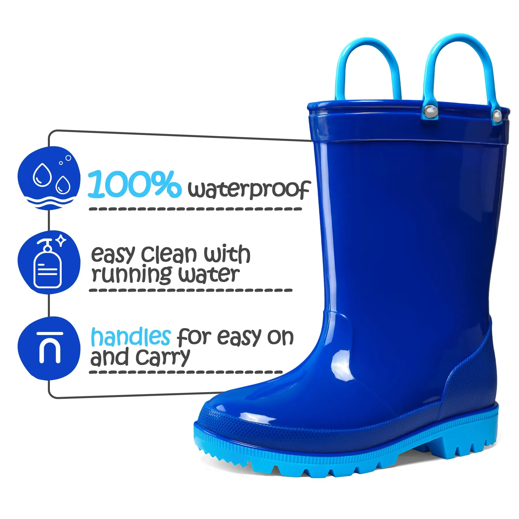 Rubber Rain Boots with Solid Color Panels