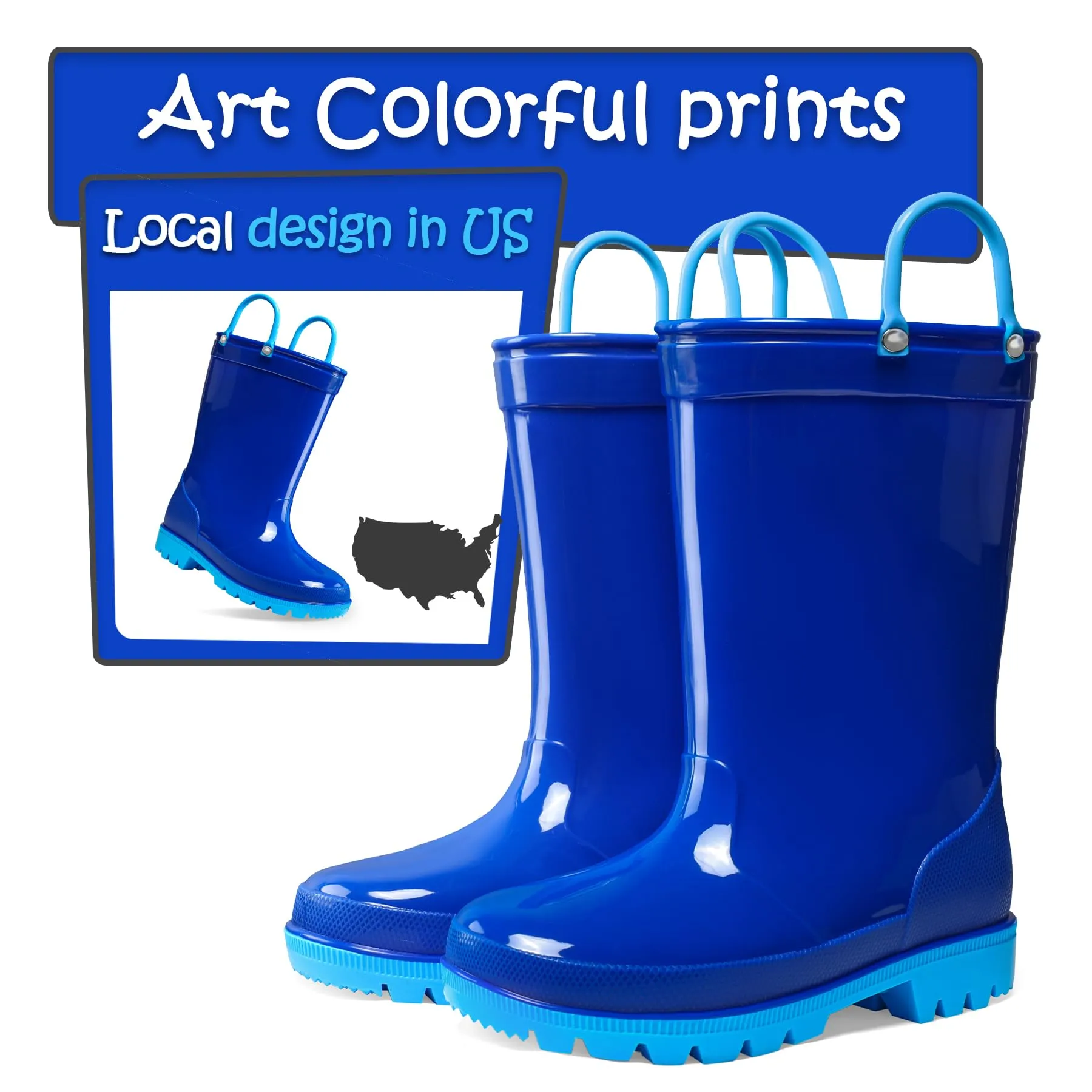 Rubber Rain Boots with Solid Color Panels