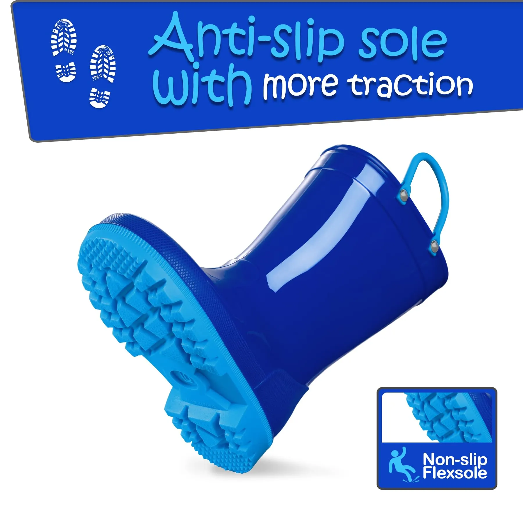 Rubber Rain Boots with Solid Color Panels