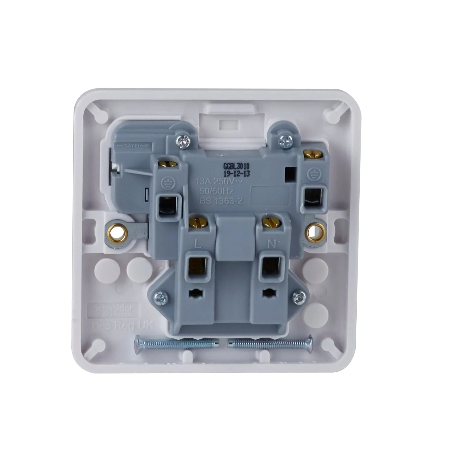 Schneider Electric GGBL3010 Lisse White Moulded 13A SP 1G Switched Socket