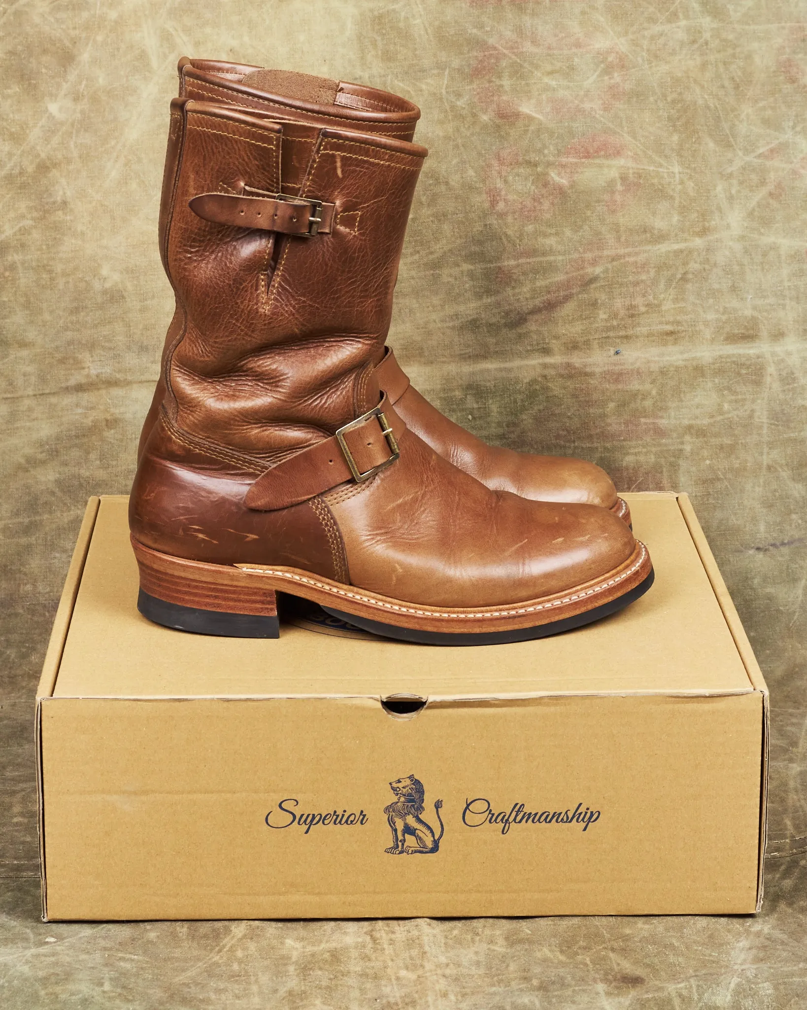 Second Hand John Lofgren LK-003 Engineer Boots Horween Leather CXL Natural Size US 9D