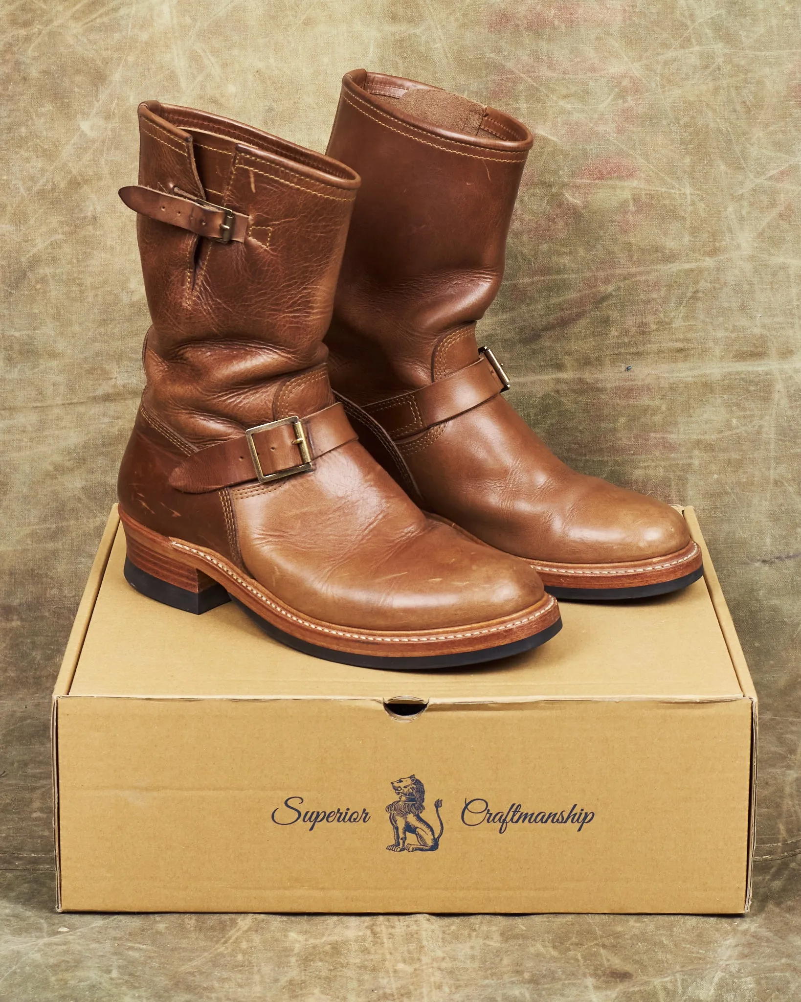 Second Hand John Lofgren LK-003 Engineer Boots Horween Leather CXL Natural Size US 9D